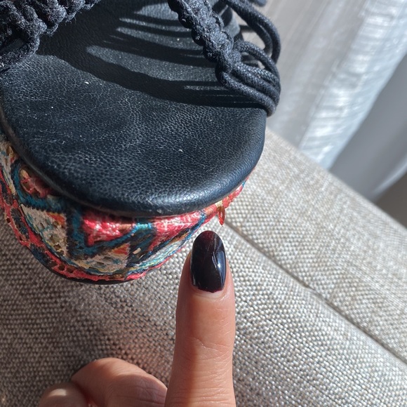 Ethnic Beaded Embroidery Sky High 5 1/2” Boho Wedge with Jute Rope Straps - 8 - Picture 16 of 16